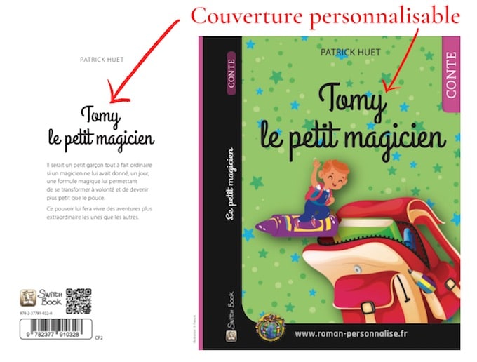 Couverture personnalisable roman personnalisé Tomy le petit magicien